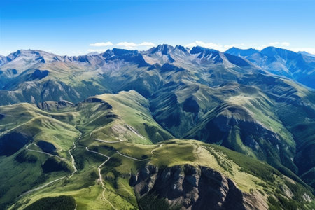 high altitude view of a hardly accessible mountain reserve, created with generative aiの素材