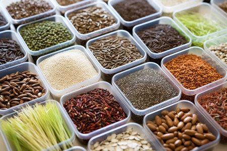 collection of native seeds for a restoration project, created with generative aiの素材