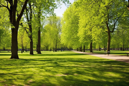 a fresh, restored green park view, created with generative aiの素材