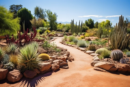 a desert section in a botanical garden, created with generative aiの素材