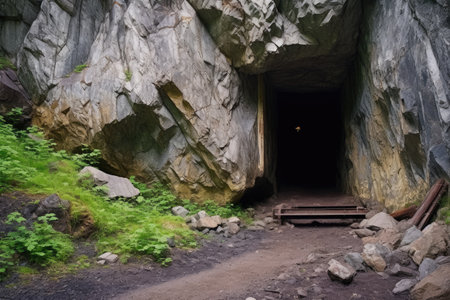 entrance to an abandoned mine, created with generative aiの素材