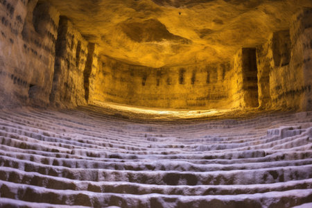 natural limestone labyrinth underground, created with generative aiの素材