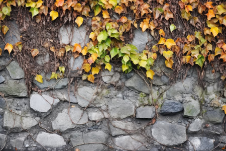 portion of a crumbled garden wall, created with generative aiの素材