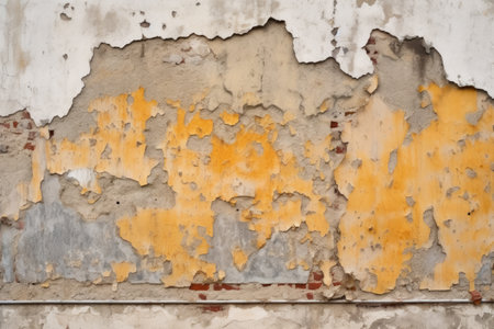wrecked parts of a stucco wall with markings, created with generative aiの素材