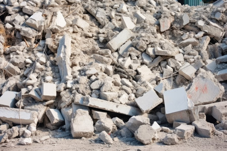 rough sections of a demolished concrete wall, created with generative aiの素材