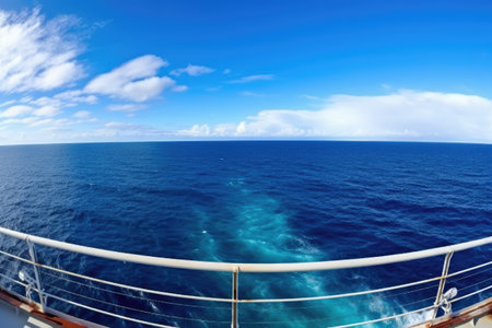 panoramic view of the ocean from ship deck, created with generative aiの素材