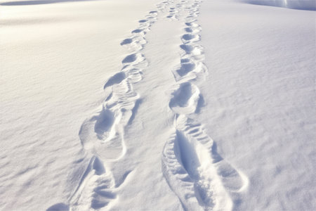 Photo for imprints of ski poles on fresh white snow, created with generative ai - Royalty Free Image