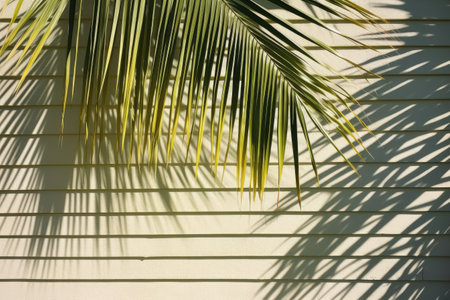 palm leaves casting shadows on a wall, created with generative aiの素材