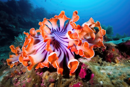 unique and colorful nudibranch on a coral reef, created with generative aiの素材