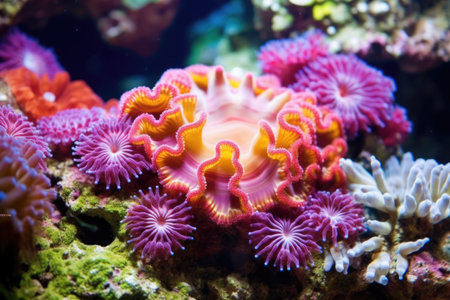 close up of a vibrant coral polyp, created with generative aiの素材