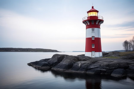 automated lighthouse with no human presence, created with generative aiの素材