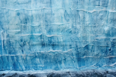 close-up shot of multi-hued blue ice layers in a glacier cave wall, created with generative aiの素材