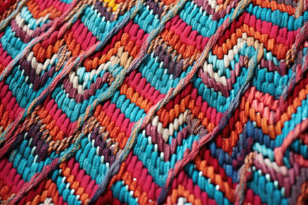 detailed macro shot of complex woven textile pattern, created with generative aiの素材
