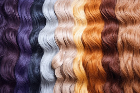 top view of hair shade charts showing numerous possible dye outcomes, created with generative aiの素材