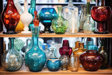 vases of various shapes and sizes made from blown glass, created with generative aiの素材