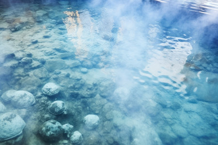 detail of bubbles forming in an active hot spring, created with generative aiの素材