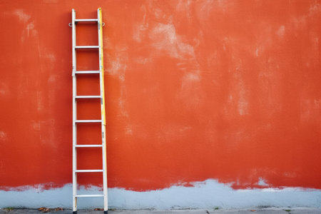 ladder leaned against a painted wall, created with generative aiの素材