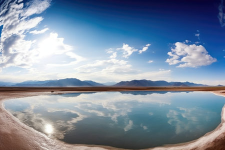 panorama showcasing a beautiful hot spring expanse, created with generative aiの素材