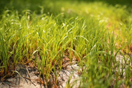 close up of heat deformations on surrounding vegetation, created with generative aiの素材