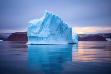 iceberg chunk illuminated by soft dusk light, created with generative aiの素材