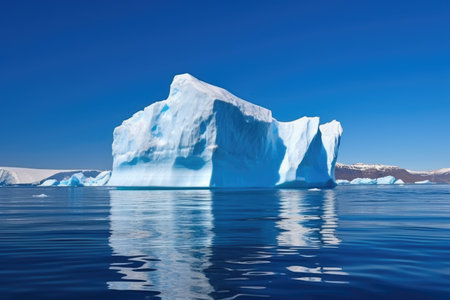 iceberg as seen from the water level of the ice-cold sea, created with generative aiの素材