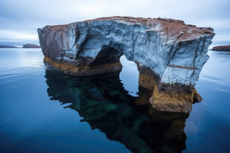 iconic image of a fractured iceberg, showcasing natural erosion, created with generative aiの素材
