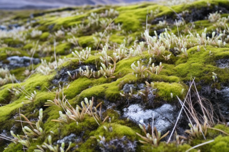 arctic vegetation close-up in tundra biome, created with generative aiの素材