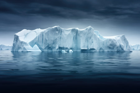 iceberg with ripples on the surface due to meltwater, created with generative aiの素材