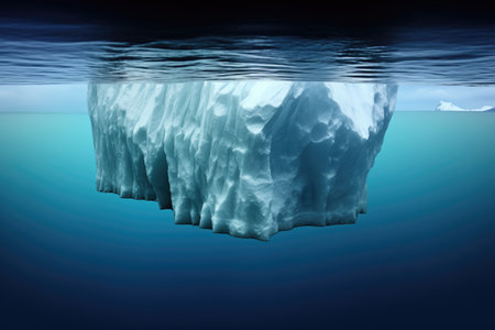 iceberg transition - half submerged in water, created with generative aiの素材