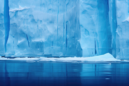 striped blue ice showing layers of icebergs age, created with generative aiの素材