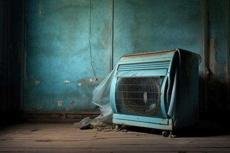 air conditioning unit with dust cover removed, created with generative aiの素材