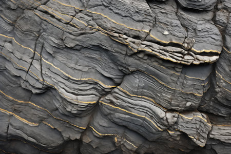 striated patterns in a gneiss boulder, created with generative aiの素材