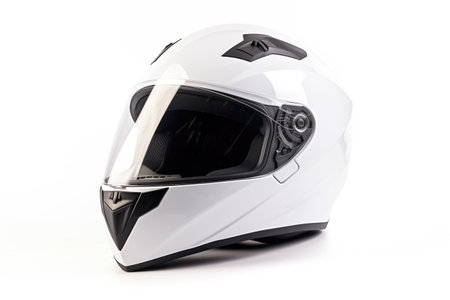 full-face motorcycle helmet on a white background, created with generative aiの素材