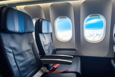 legroom space in a premium economy seat, created with generative aiの素材
