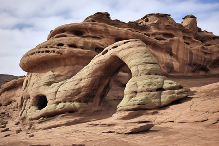 patterns of handprints carved into a rocky surface, created with generative aiの素材
