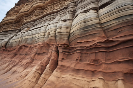 unique weathering pattern on a sandstone bluff, created with generative aiの素材