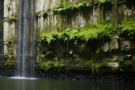 rainwater trickling down a limestone wall, created with generative ai