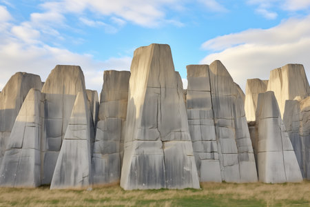 massive stone blocks in pyramid formation, created with generative aiの素材