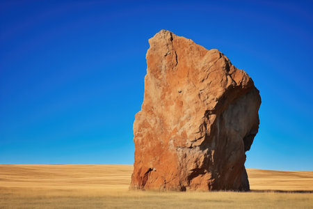 isolated boulder against a clear blue sky, created with generative aiの素材