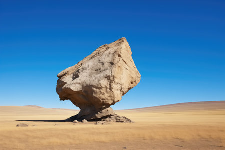 isolated boulder against a clear blue sky, created with generative aiの素材