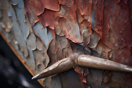 detail shot of a rudder on small boat, created with generative aiの素材