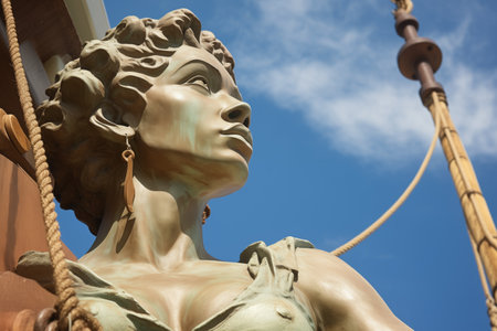 close shot of a figurehead on a sailboat, created with generative aiの素材