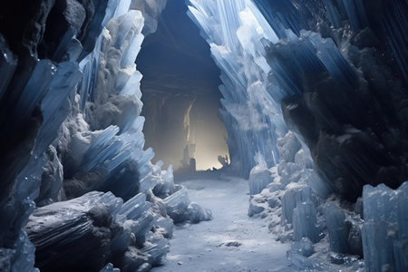 intricate crystal formations in geode, created with generative aiの素材