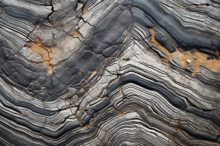 close-up of structured lines on a sedimentary rock, created with generative aiの素材