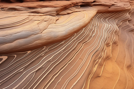 ripple marks on a bedding plane of a sandstone, created with generative aiの素材