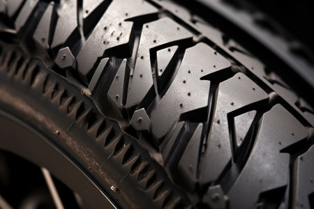 close-up of a segway tire with tread wear, created with generative aiの素材