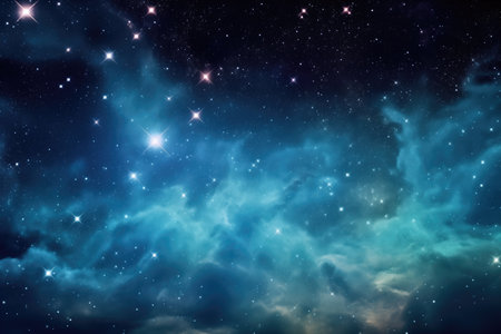 telescopic view of distant nebulae, stars, and galaxies, created with generative aiの素材