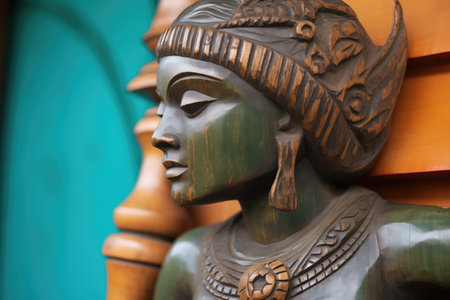 sailboat detail: elaborately carved wooden figurehead, created with generative aiの素材