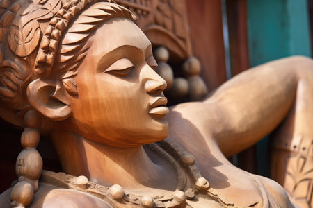 sailboat detail: elaborately carved wooden figurehead, created with generative aiの素材