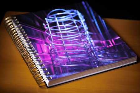 spiral-bound notebook with highlighted text, created with generative aiの素材